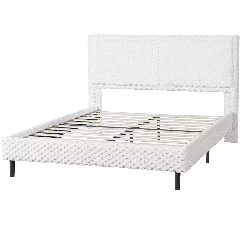 Telaio letto imbottito Queen/King Size con morbida testiera, struttura letto a piattaforma in legno per camera da letto - ModernLuxe