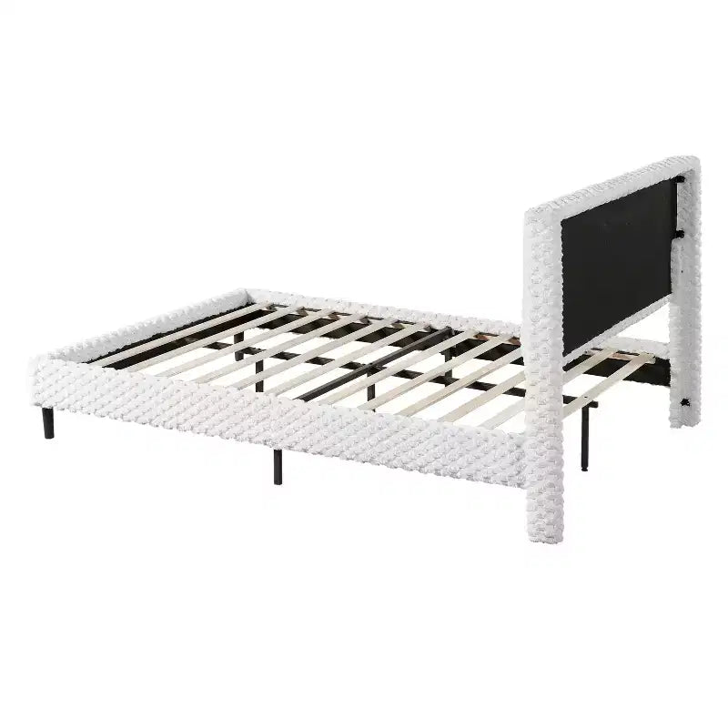Telaio letto imbottito Queen/King Size con morbida testiera, struttura letto a piattaforma in legno per camera da letto - ModernLuxe