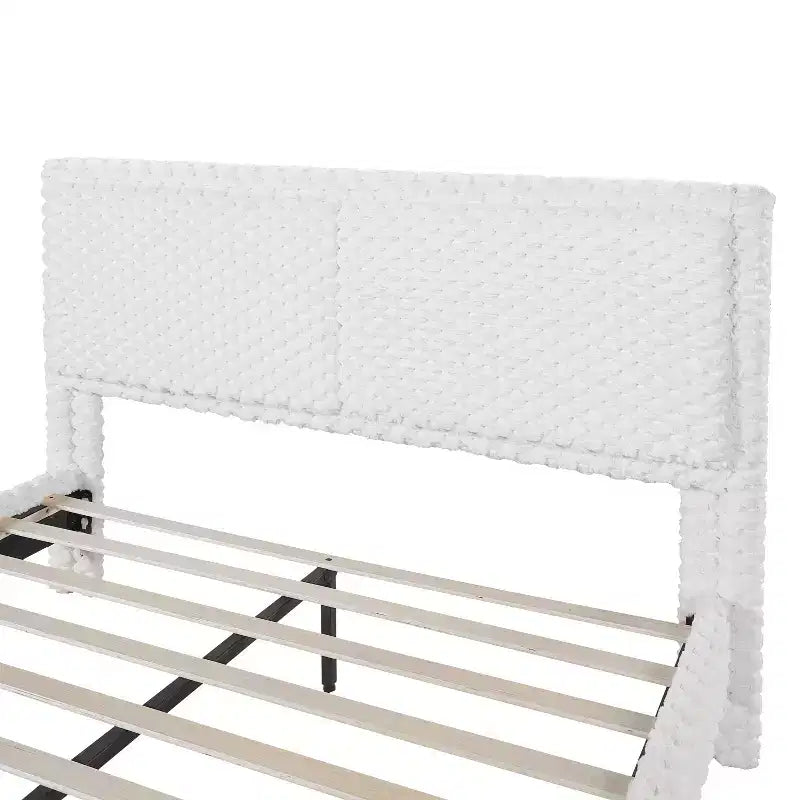 Telaio letto imbottito Queen/King Size con morbida testiera, struttura letto a piattaforma in legno per camera da letto - ModernLuxe
