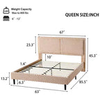 Telaio letto imbottito Queen/King Size con morbida testiera, struttura letto a piattaforma in legno per camera da letto - ModernLuxe