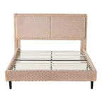 Telaio letto imbottito Queen/King Size con morbida testiera, struttura letto a piattaforma in legno per camera da letto - ModernLuxe