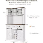 TruAIR 72 Mobile Bar con Porta Scorrevole a Fienile, Credenza Alta da Cucina con Mobiletto Superiore e 3 Cassetti, Madia Rustica da Caffè e Vino