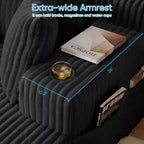 Mjkone Poltrona Letto Singola in Velluto a Coste 1 Posto, Chaise Longue con Cuscini, Braccioli Ampi, Portabicchieri, Contenitore