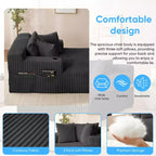 Mjkone Poltrona Letto Singola in Velluto a Coste 1 Posto, Chaise Longue con Cuscini, Braccioli Ampi, Portabicchieri, Contenitore