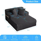 Mjkone Poltrona Letto Singola in Velluto a Coste 1 Posto, Chaise Longue con Cuscini, Braccioli Ampi, Portabicchieri, Contenitore