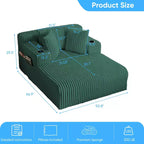 Mjkone Poltrona Letto Singola in Velluto a Coste 1 Posto, Chaise Longue con Cuscini, Braccioli Ampi, Portabicchieri, Contenitore