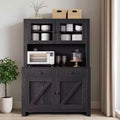 63 Kitchen Pantry Cabinet with Drawers,Hutch Cabinet with Storage,Microwave Stand,Adjustable Shelves,Freestanding Tall Pantry Storage for Dining Room