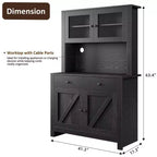 Mobile dispensa da cucina da 63 pollici con cassetti, credenza con mobiletto, supporto per microonde, ripiani regolabili, mobiletto dispensa alto indipendente per sala da pranzo