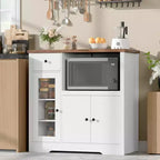 TruAIR Mobiletti Cucina e Microonde con Contenitore, Credenza a Buffet con 3 Ante, 1 Cassetto e Ripiani Regolabili, Mobile Dispensa per Stanza