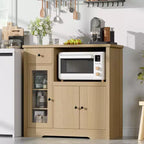 TruAIR Mobiletti Cucina e Microonde con Contenitore, Credenza a Buffet con 3 Ante, 1 Cassetto e Ripiani Regolabili, Mobile Dispensa per Stanza