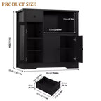 TruAIR Mobiletti Cucina e Microonde con Contenitore, Credenza a Buffet con 3 Ante, 1 Cassetto e Ripiani Regolabili, Mobile Dispensa per Stanza