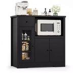 TruAIR Mobiletti Cucina e Microonde con Contenitore, Credenza a Buffet con 3 Ante, 1 Cassetto e Ripiani Regolabili, Mobile Dispensa per Stanza