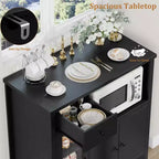 TruAIR Mobiletti Cucina e Microonde con Contenitore, Credenza a Buffet con 3 Ante, 1 Cassetto e Ripiani Regolabili, Mobile Dispensa per Stanza