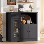 TruAIR Kitchen Microwave Cabinets with Storage, Buffet Cabinet Sideboard with 3 Doors,1 Drawer and Adjustable Shelves, Pantry Storage Cabinet for Room