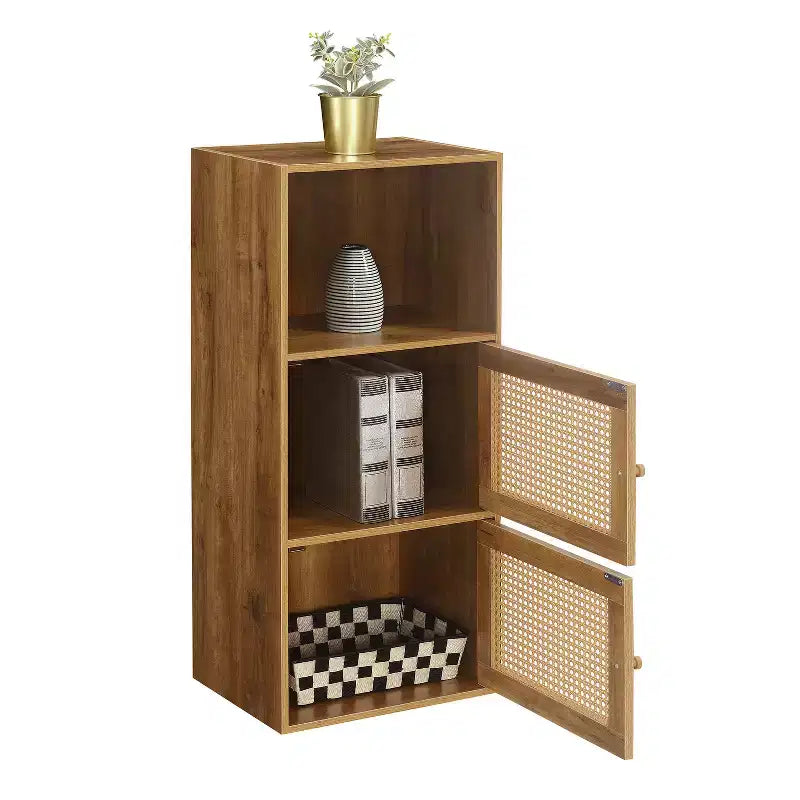 HomeStock Armadietti multiuso in truciolare da 89,5 cm H e 42 cm L con 2 ante e 2 ripiani