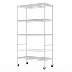 Scaffale a 5 livelli con ruote, scaffalatura metallica da garage, scaffale regolabile per dispensa, scaffalatura commerciale