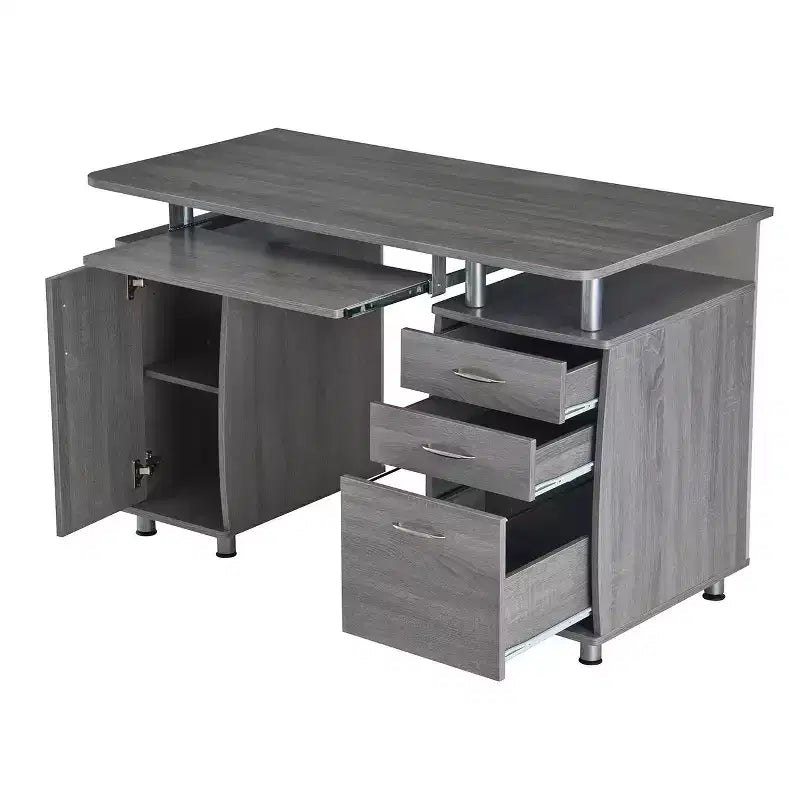 Okak 47.5IN Scrivanie Moderne per Ufficio Domestico, Scrivania per Computer con 3 Cassetti e 1 Anta Armadio, Scrivania per Soggiorno, Studio