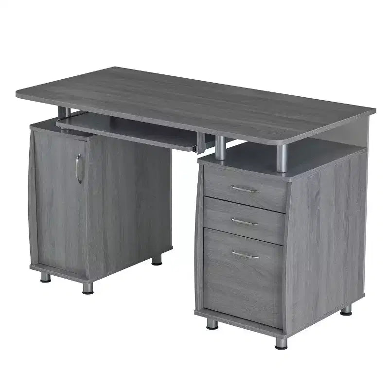 Okak 47.5IN Scrivanie Moderne per Ufficio Domestico, Scrivania per Computer con 3 Cassetti e 1 Anta Armadio, Scrivania per Soggiorno, Studio