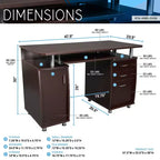 Okak 47.5IN Scrivanie Moderne per Ufficio Domestico, Scrivania per Computer con 3 Cassetti e 1 Anta Armadio, Scrivania per Soggiorno, Studio