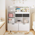 Toy Storage Organizer 47.8in Kids Bookshelf with Drawers Modern Bookcase with Cubbies Floor Storage Cabinet Wooden Toy Chest for Playroom Nursery