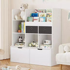 Organizzatore porta giocattoli 121cm, Scaffale per Libri per Bambini con Cassetti, Libreria Moderna con Scomparti, Mobile Contenitore da Pavimento, Cofanetto Porta Giocattoli in Legno per Sala Giochi e Cameretta