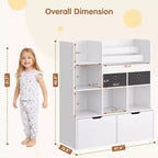 Organizzatore porta giocattoli 121cm, Scaffale per Libri per Bambini con Cassetti, Libreria Moderna con Scomparti, Mobile Contenitore da Pavimento, Cofanetto Porta Giocattoli in Legno per Sala Giochi e Cameretta