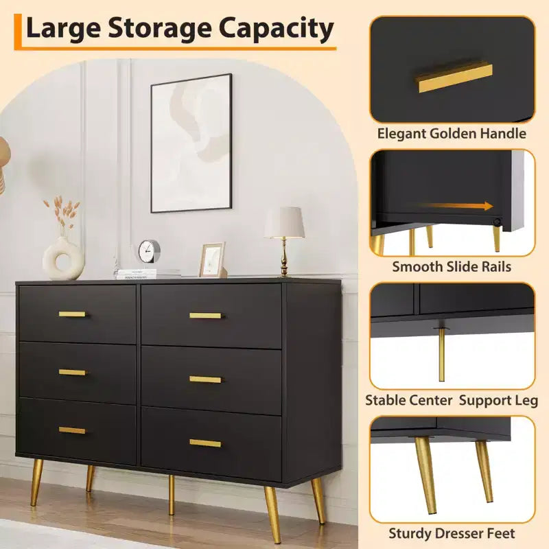 Consolle con 6 cassetti, cassettiera alta per camera da letto, torre di cassetti alta, unità organizer con cassetti portaoggetti