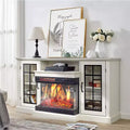 Fireplace TV Stand, 59'' TV Stand with Fireplace, Electric Fireplace Heater, Entertainment Center with Frame and LED Light Colors, TV Console Cabinet
