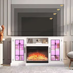 Mobile TV con caminetto, Mobile TV da 59'' con caminetto, Stufa elettrica con caminetto, Centro di intrattenimento con cornice e colori LED, Mobile consolle TV