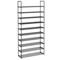 10-Tier Metal Shoe Rack for 44-55 Pairs, 68.1 Inch Adjustable Storage Organizer for Entryway, Black