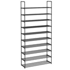 10-Tier Metal Shoe Rack for 44-55 Pairs, 68.1 Inch Adjustable Storage Organizer for Entryway, Black