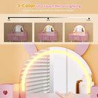 JOYMOR Toeletta per bambini con touchscreen e luci, specchio regolabile a 3 colori, set da toeletta con tavolo e sedia, cassetto (rosa)