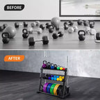 COZONY Scaffale Porta Bilancieri a 3 Livelli, Organizzatore in Acciaio Resistente con Capacità di 450 kg per Manubri e Kettlebell, Altezza Regolabile