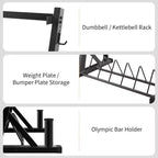 COZONY Scaffale Porta Bilancieri a 3 Livelli, Organizzatore in Acciaio Resistente con Capacità di 450 kg per Manubri e Kettlebell, Altezza Regolabile