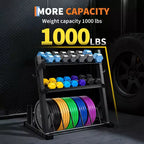 COZONY Scaffale Porta Bilancieri a 3 Livelli, Organizzatore in Acciaio Resistente con Capacità di 450 kg per Manubri e Kettlebell, Altezza Regolabile