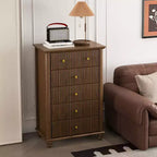 Comò alti in stile moderno Okak con cassetti scanalati, cassettiera per camera da letto, ingresso, organizer in legno con maniglia in metallo