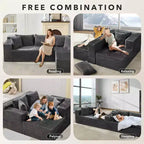 COZONY 106 Divano Sezionale Modulare Cloud con Seduta Profonda, Morbido Tessuto a Coste, Chaise Longue Sinistra, Design Senza Struttura Rigida