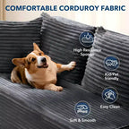 COZONY 106 Divano Sezionale Modulare Cloud con Seduta Profonda, Morbido Tessuto a Coste, Chaise Longue Sinistra, Design Senza Struttura Rigida