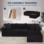 COZONY 106 Divano Sezionale Modulare Cloud con Seduta Profonda, Morbido Tessuto a Coste, Chaise Longue Sinistra, Design Senza Struttura Rigida