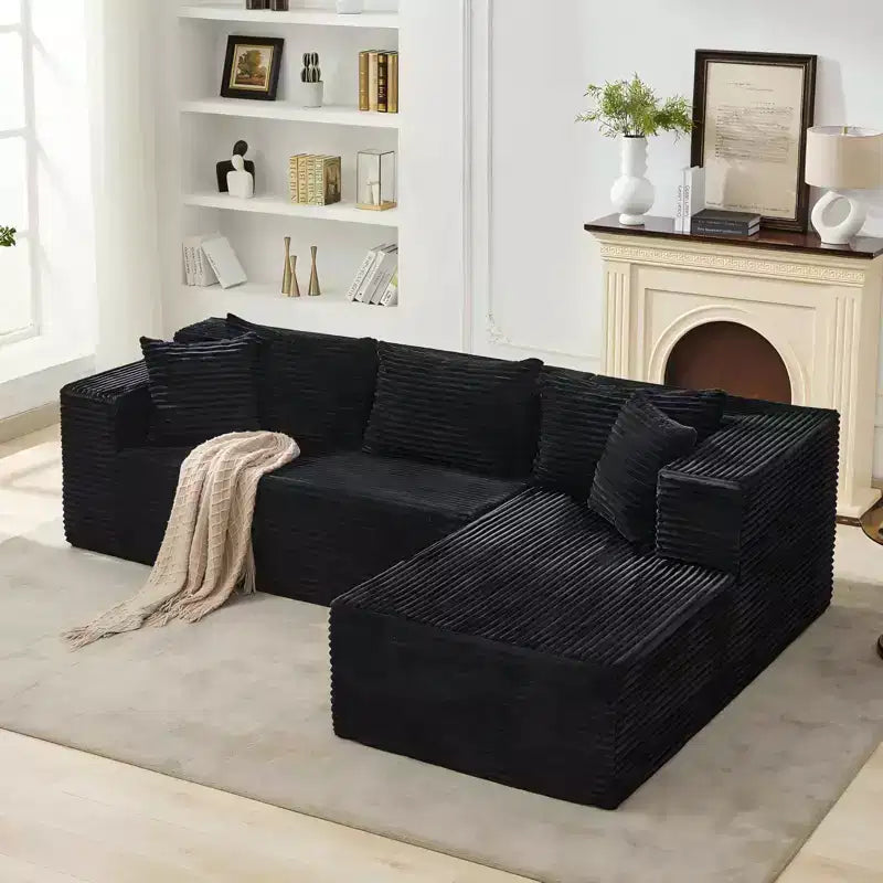 COZONY 106 Divano Sezionale Modulare Cloud con Seduta Profonda, Morbido Tessuto a Coste, Chaise Longue Sinistra, Design Senza Struttura Rigida