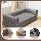 Divano Letto Convertibile in Velluto a Coste, Materasso Pieghevole con Struttura a Forma Fissa, Futon King Size a 3 Posti, Divano da Terra Senza Montaggio
