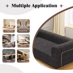 Divano Letto Convertibile in Velluto a Coste, Materasso Pieghevole con Struttura a Forma Fissa, Futon King Size a 3 Posti, Divano da Terra Senza Montaggio