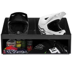 Dual Helmet Storage Cabinet, Wall-Mounted Aluminum Helmet Organizer with Gear Hooks