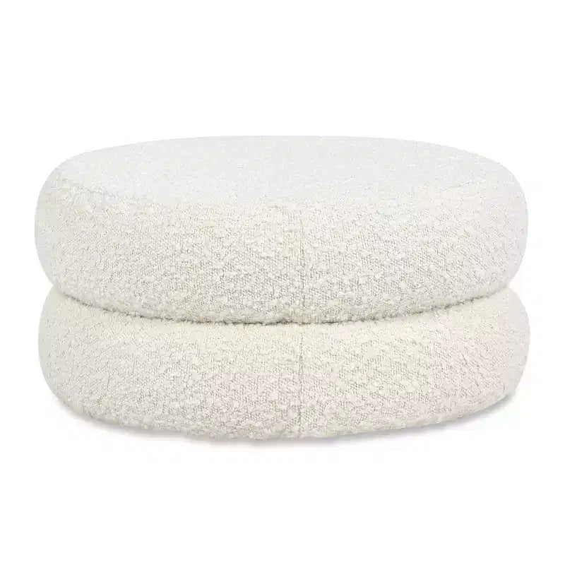 Pouf poggiapiedi rotondo in bouclé GDFStudio Rattler 18.5