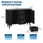 CuisinSmart Mobile Credenza 47 con Cassetti, Mobile Contenitore con Accento Scanalato con 2 Ante e 3 Cassetti, Credenza Moderna per Ingresso Soggiorno