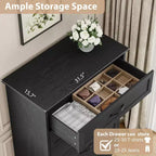 Cassettiera Farmhouse a 5 cassetti, Comò alto moderno con venatura del legno naturale e ampie maniglie in metallo, per camera da letto, soggiorno
