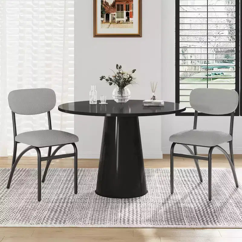 Set di 4 sedie da pranzo in Bouclé, sedie da cucina moderne con gambe in metallo ad arco, capacità 136 kg per sala da pranzo e soggiorno