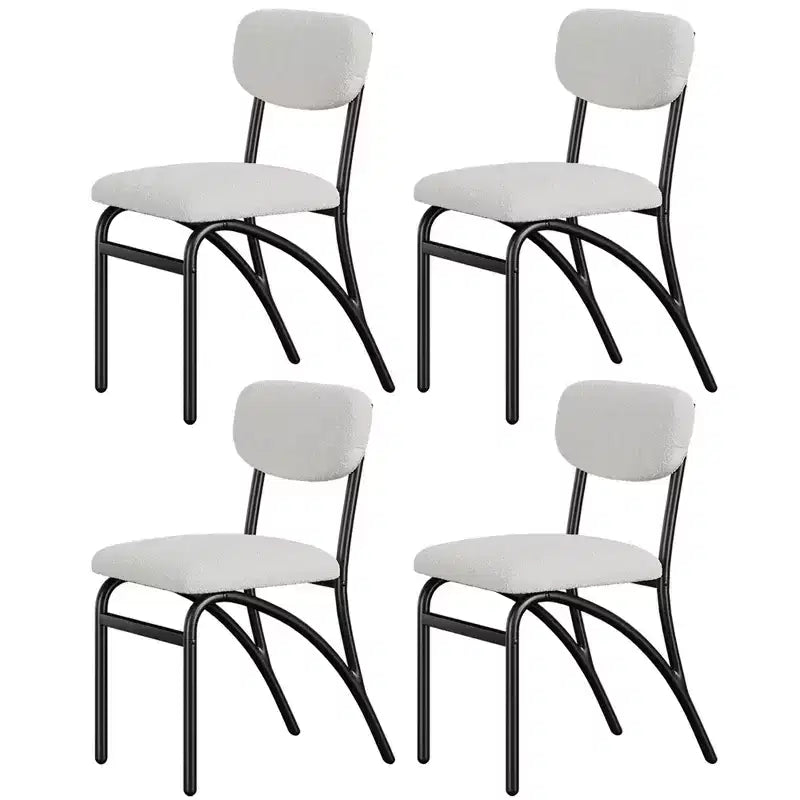 Set di 4 sedie da pranzo in Bouclé, sedie da cucina moderne con gambe in metallo ad arco, capacità 136 kg per sala da pranzo e soggiorno