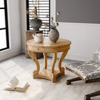 Okak 55IN Tavolo da pranzo rotondo vintage per 6 persone, tavolo da cucina con piano spesso, tavolo da pranzo per sala da pranzo, soggiorno