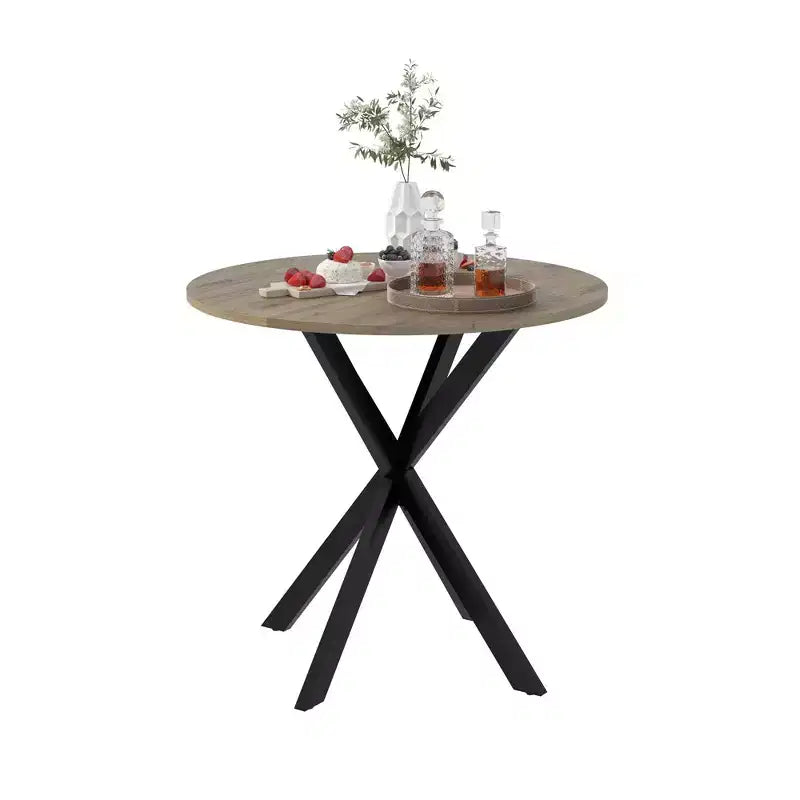 Okak 31.5IN Tavolo da pranzo rotondo moderno per 2-4 persone, tavolo da cucina con gambe in metallo, tavolo rotondo per sala da pranzo, soggiorno